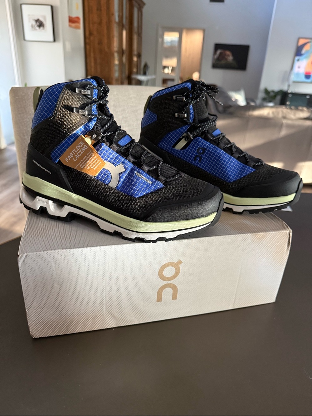 On Cloudalpine Waterproof Hiking Boot SZ 8W or 6M BlueBlackLime NEW IN BOX $139